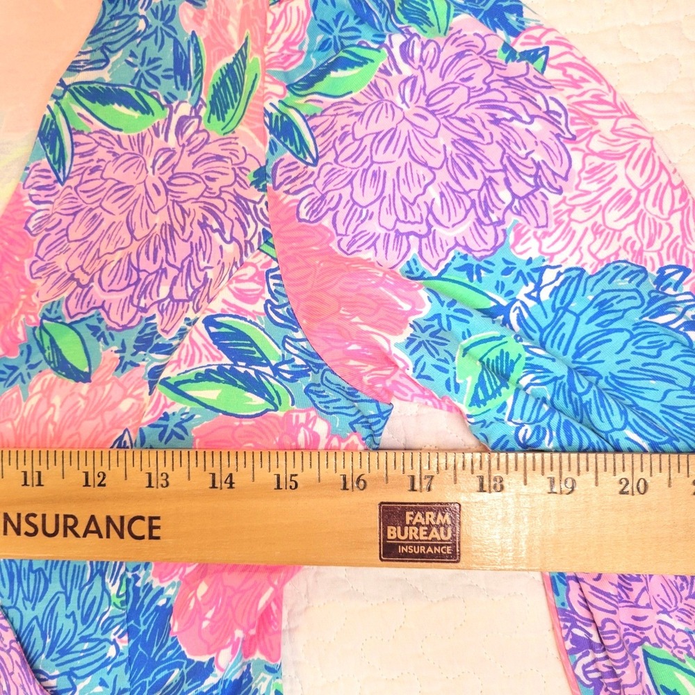 Lilly Pulitzer Wrap Dress Womens S Pink Blue Floral Long Sleeve Faux Wrap Jersey - Picture 11 of 16